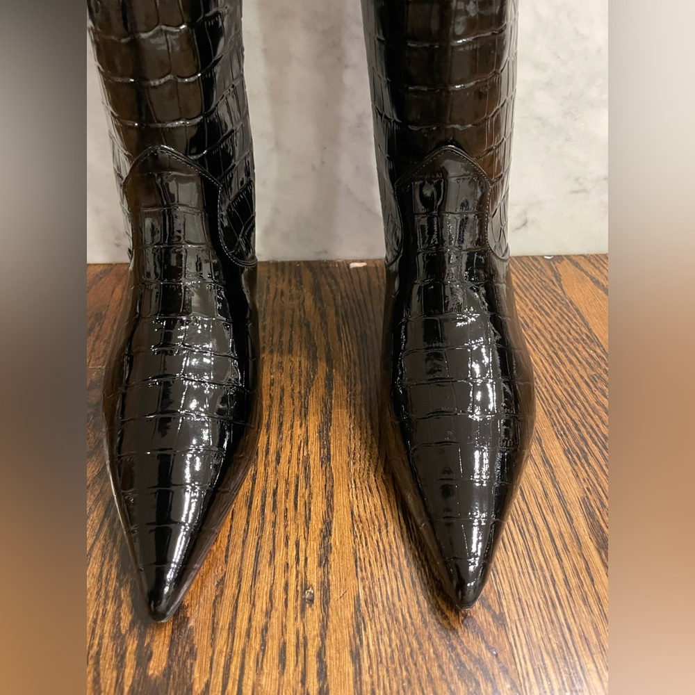 Anine Bing TALL RAE BOOTS - BLACK EMBOSSED NIB size 38 - Picture 8 of 11